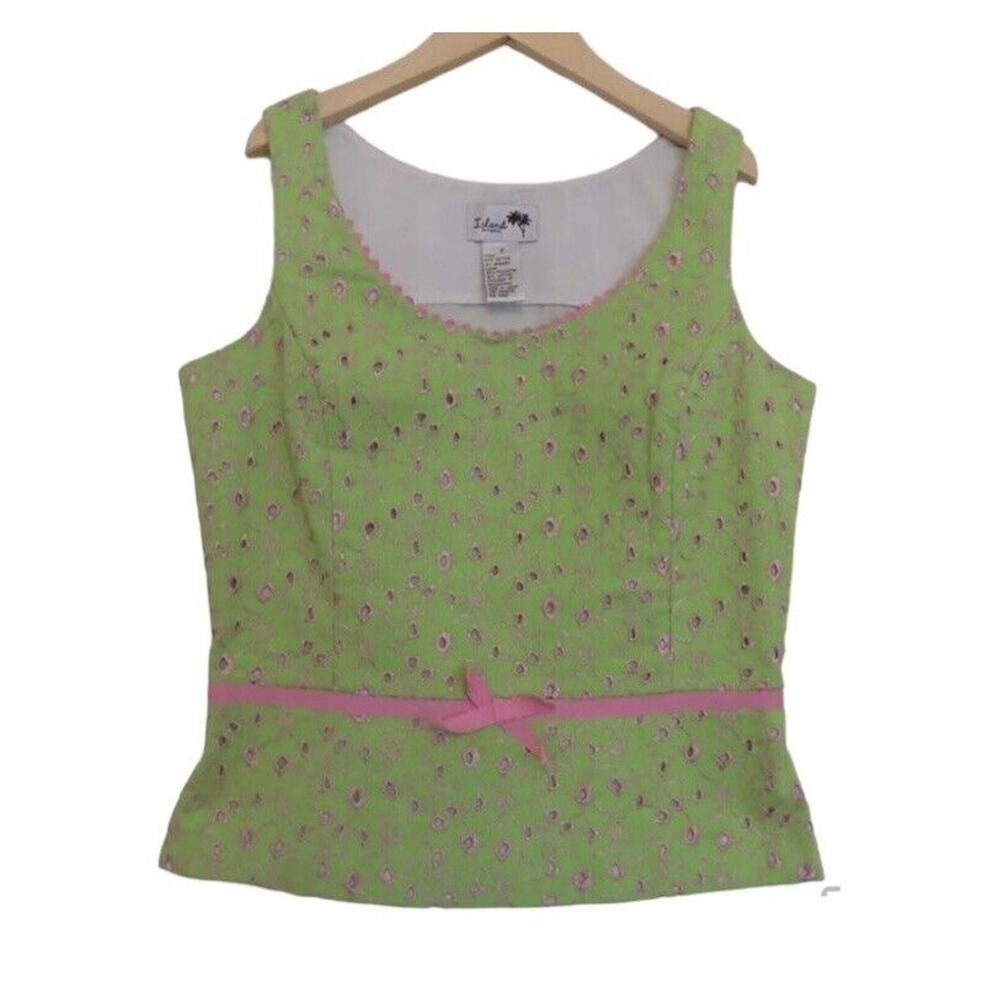 Island Republic tank top sleeveless blouse eyelet size 2 Medium